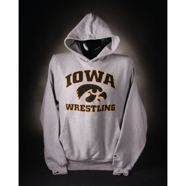 Iowa Wrestling Champion Reverse Weave Hooded Sweatshirt- Grey